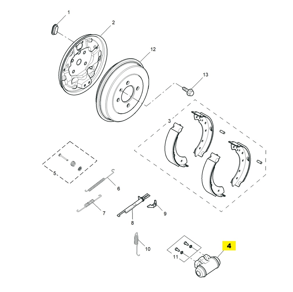MG3 1.5L AMT Elite Edition, 2014 Model Rear Brake Wheel Cylinder Assembly 