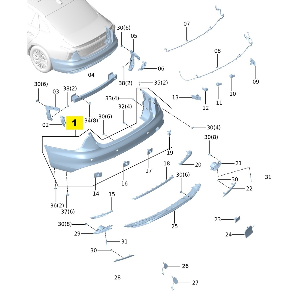 FAW Hongqi H5 Second Generation 1.5T DCT 2024 Model (2023-2024) Rear Bumper 