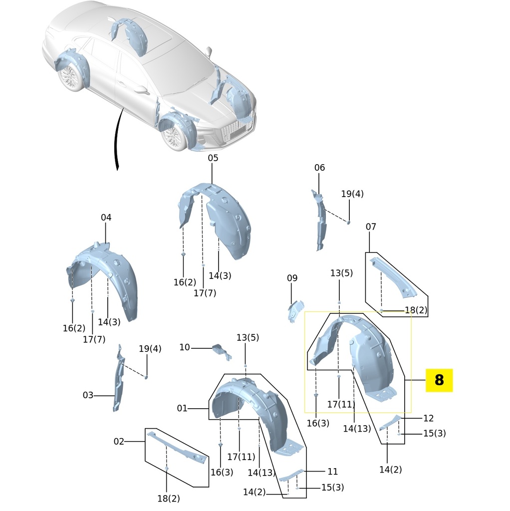 FAW Hongqi H5 Second Generation 1.5T DCT 2024 Model (2023-2024) Fender Lining