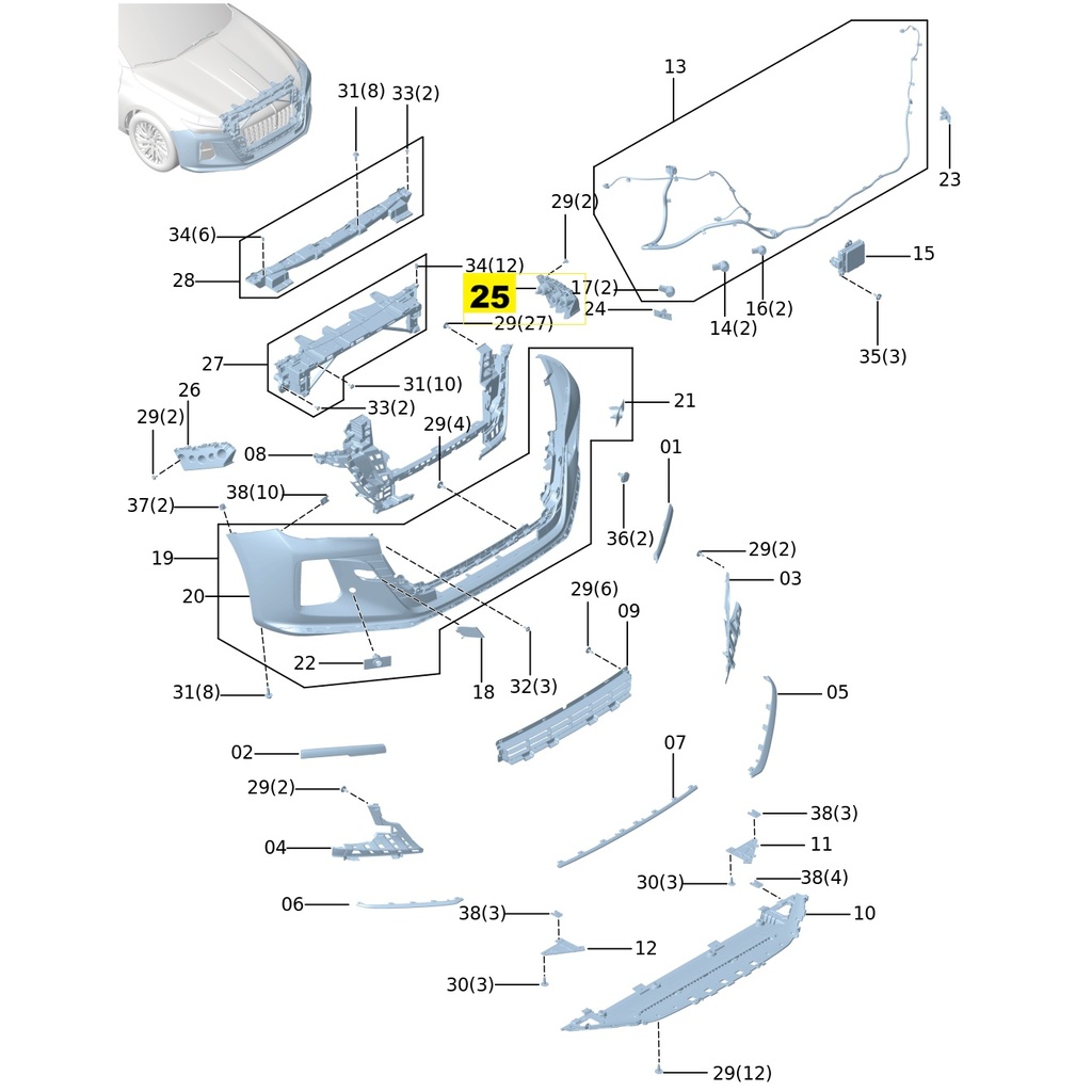 FAW Hongqi H5 Second Generation 1.5T DCT 2024 Model (2023-2024) Front Bumper Brackets