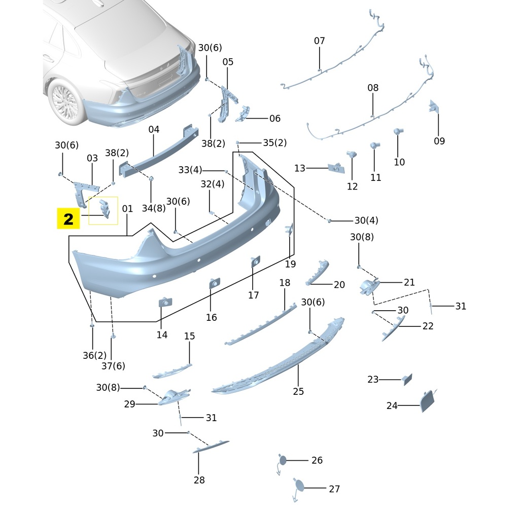 FAW Hongqi H5 Second Generation 1.5T DCT 2024 Model (2023-2024) Rear Bumper Parts