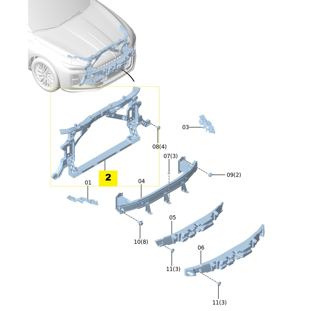 FAW Hongqi H5 Second Generation 1.5T 2.0T DCT 2024 Model (2023-2024) Water Tank Frame