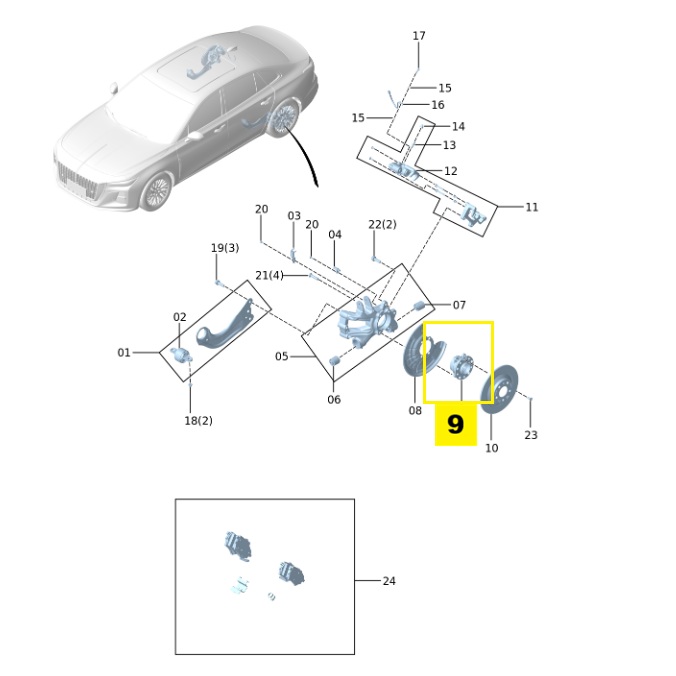 FAW Hongqi H5 Second Generation 1.5T 2.0T DCT Model (2023-2024) Wheel Hub Bearing Assembly 