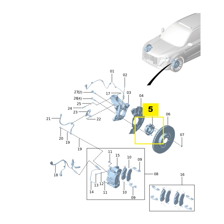 FAW Hongqi H5 Second Generation 1.5T 2.0T DCT Model (2023-2024) Front Wheel Bearing Hub Assembly