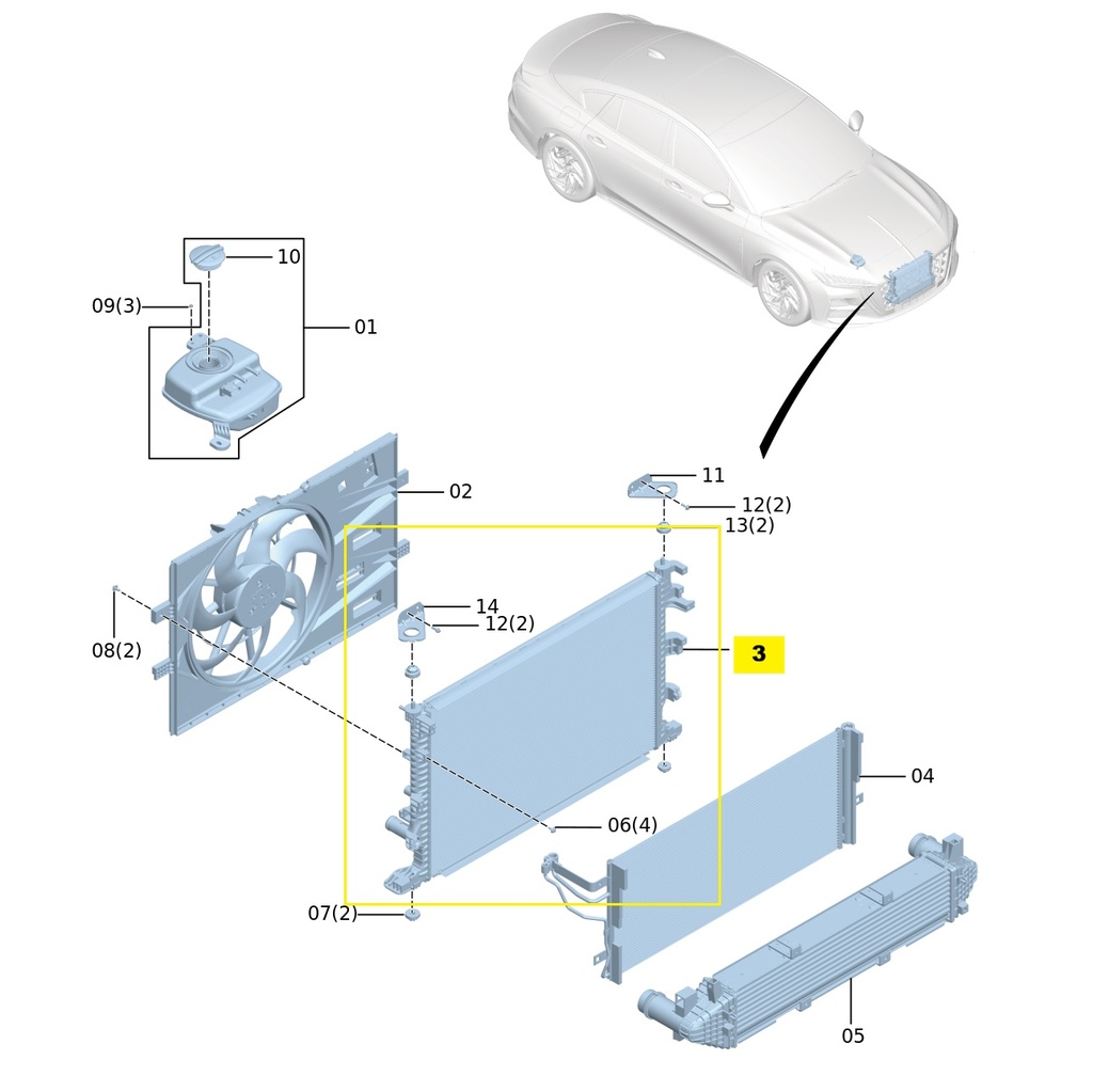 FAW Hongqi H5 Second Generation 1.5T 2.0T DCT Model (2023-2024) Radiator