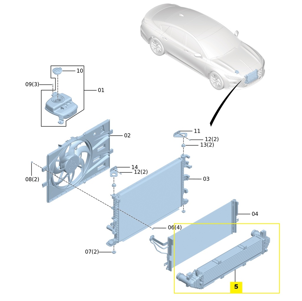 FAW Hongqi H5 Second Generation 1.5T 2.0T DCT Model (2023-2024) Intercooler