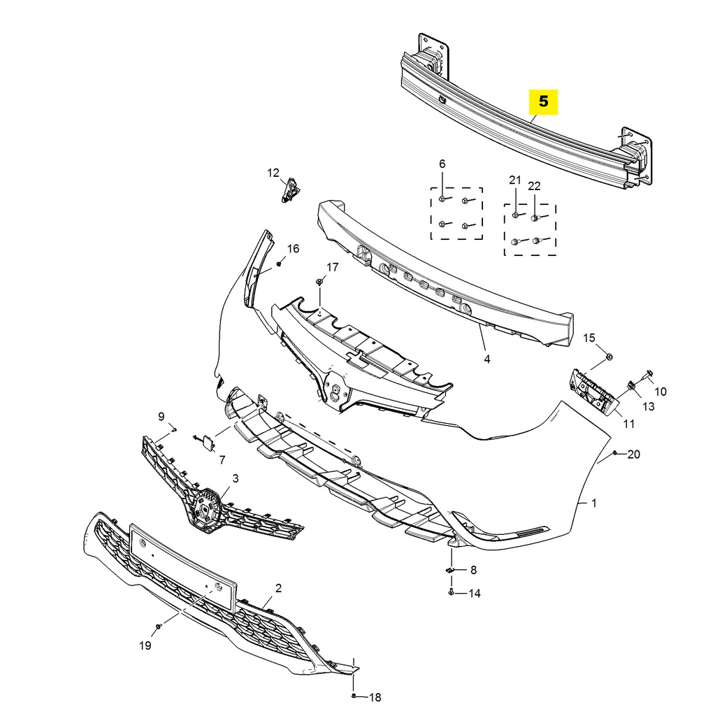 MG3 1.5L AMT Elite Edition, 2014 Front Bumper Assembly