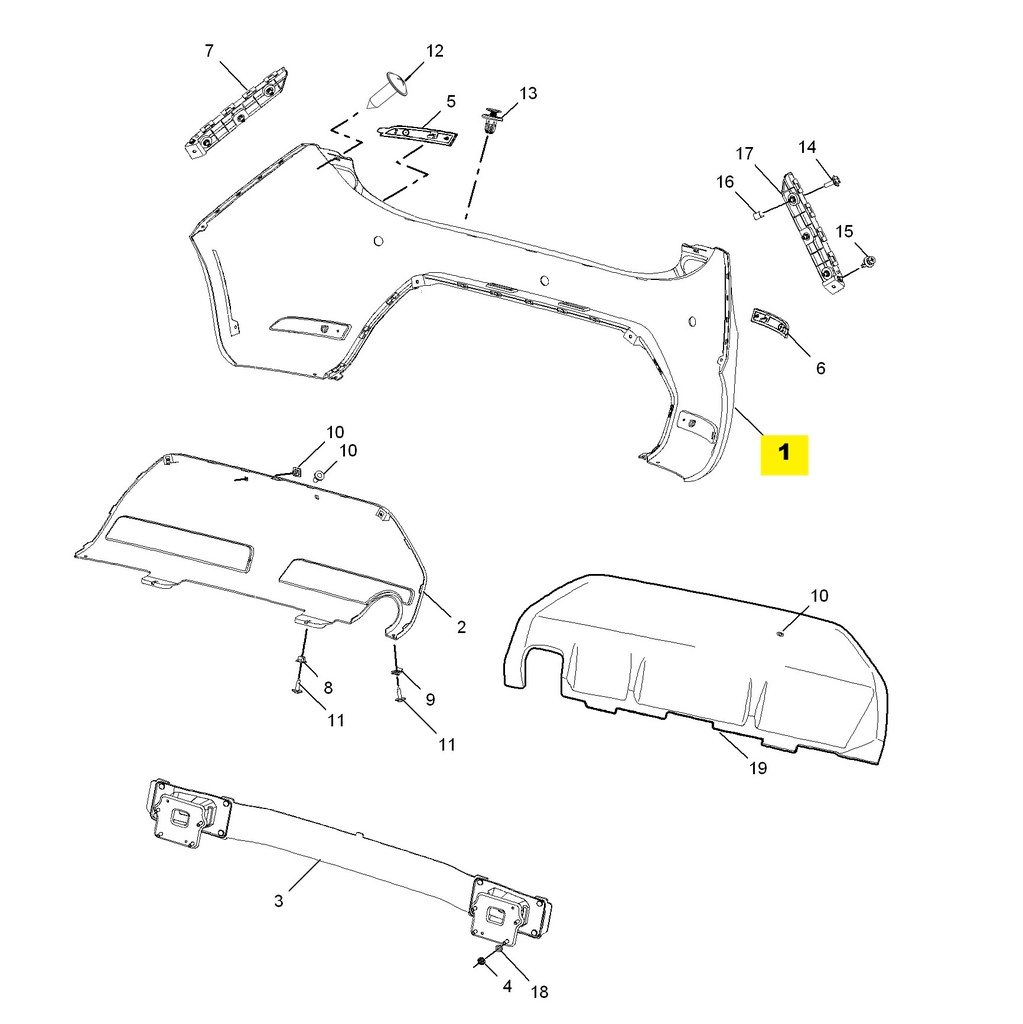 MG3 1.5L AMT Elite Edition, 2014 Rear Bumper Assembly