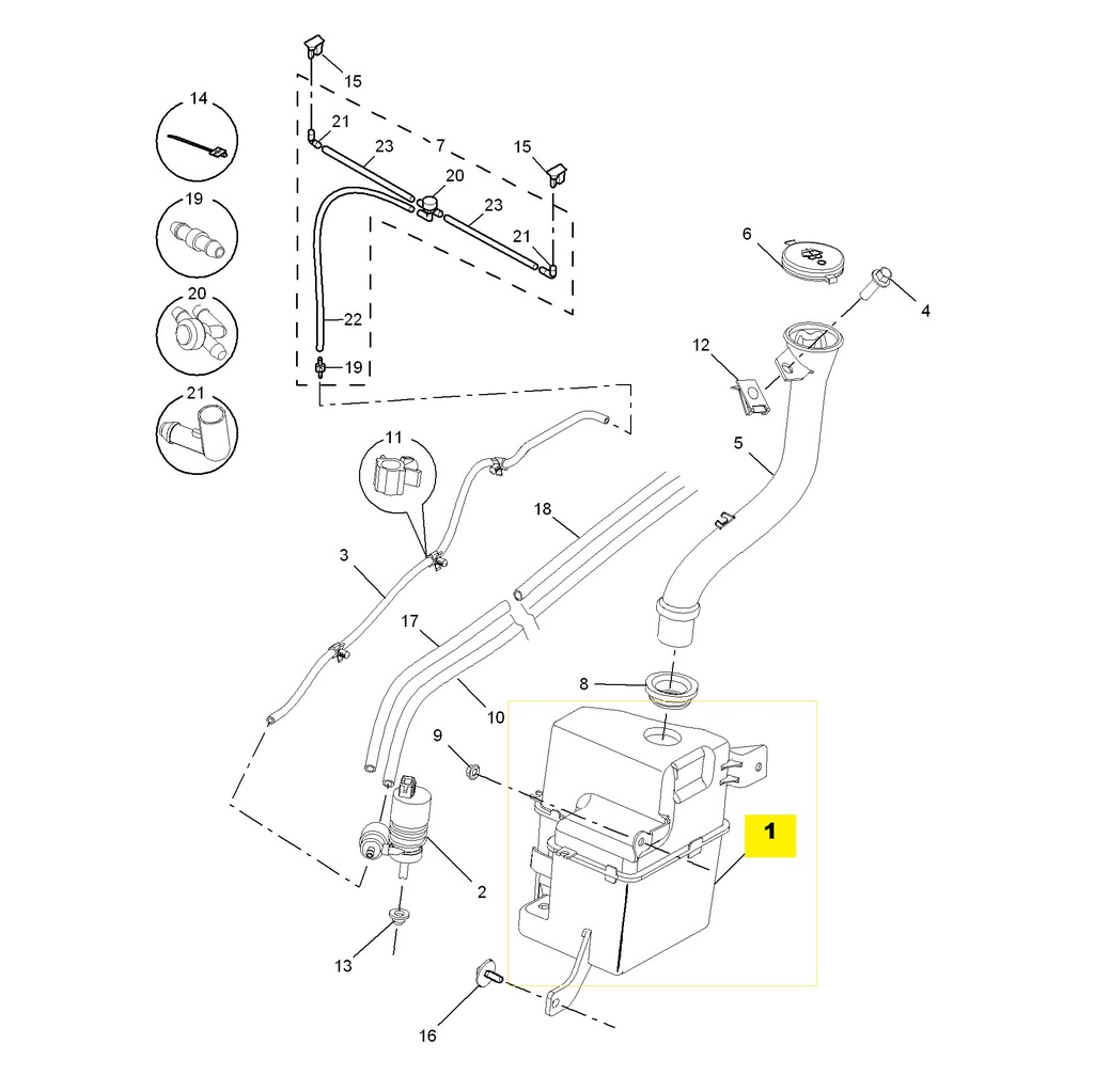 MG3 1.5L AMT Elite Edition, 2014 Windshield Washer (No. (1) (Window Washing Pot) 30004371)