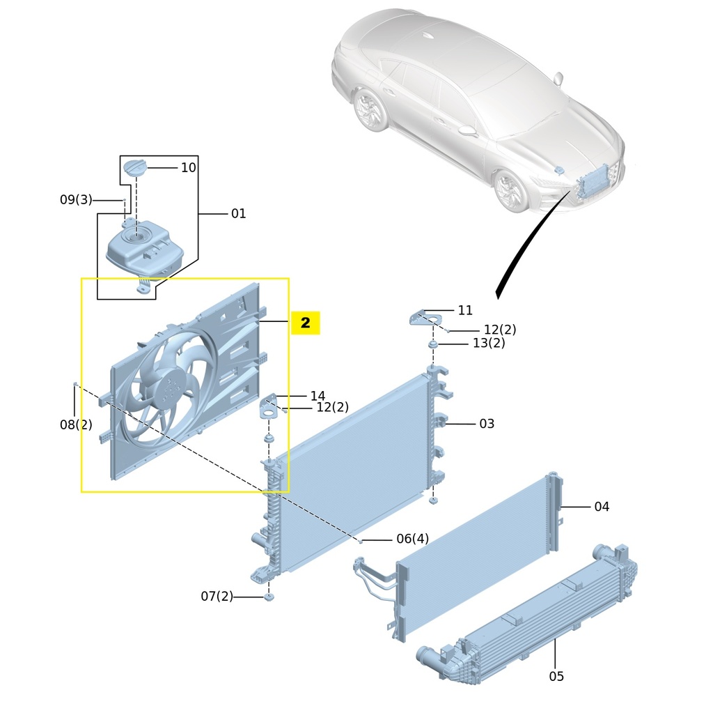FAW Hongqi H5 Second Generation 1.5T 2.0T DCT Model (2023-2024) Electric Fan Assembly 