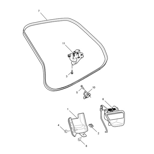 آلية قفل الباب الخلفي (التايل جيت) لسيارة MG3 موديل 2014، فئة إيليت، محرك 1.5 لتر، ناقل حركة أوتوماتيكي (AMT)