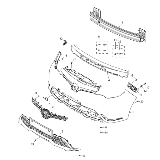 MG3 1.5L AMT Elite Edition, 2014 Front Bumper Assembly
