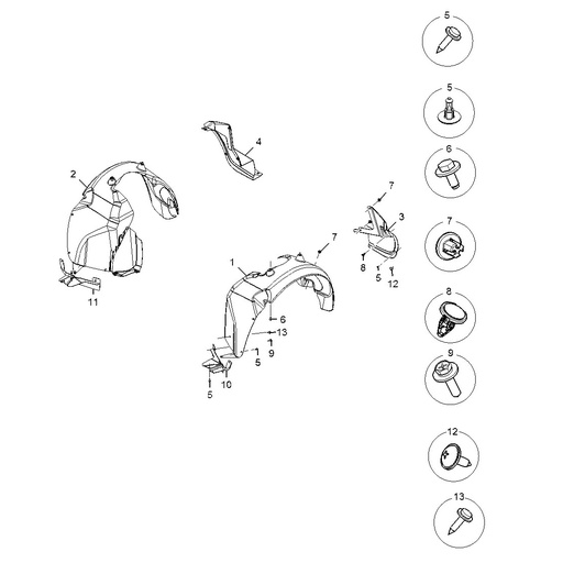 بطانة تجويف العجلة (الأرش لاينر) لسيارة MG3 موديل 2014، فئة إيليت، محرك 1.5 لتر، ناقل حركة أوتوماتيكي (AMT)